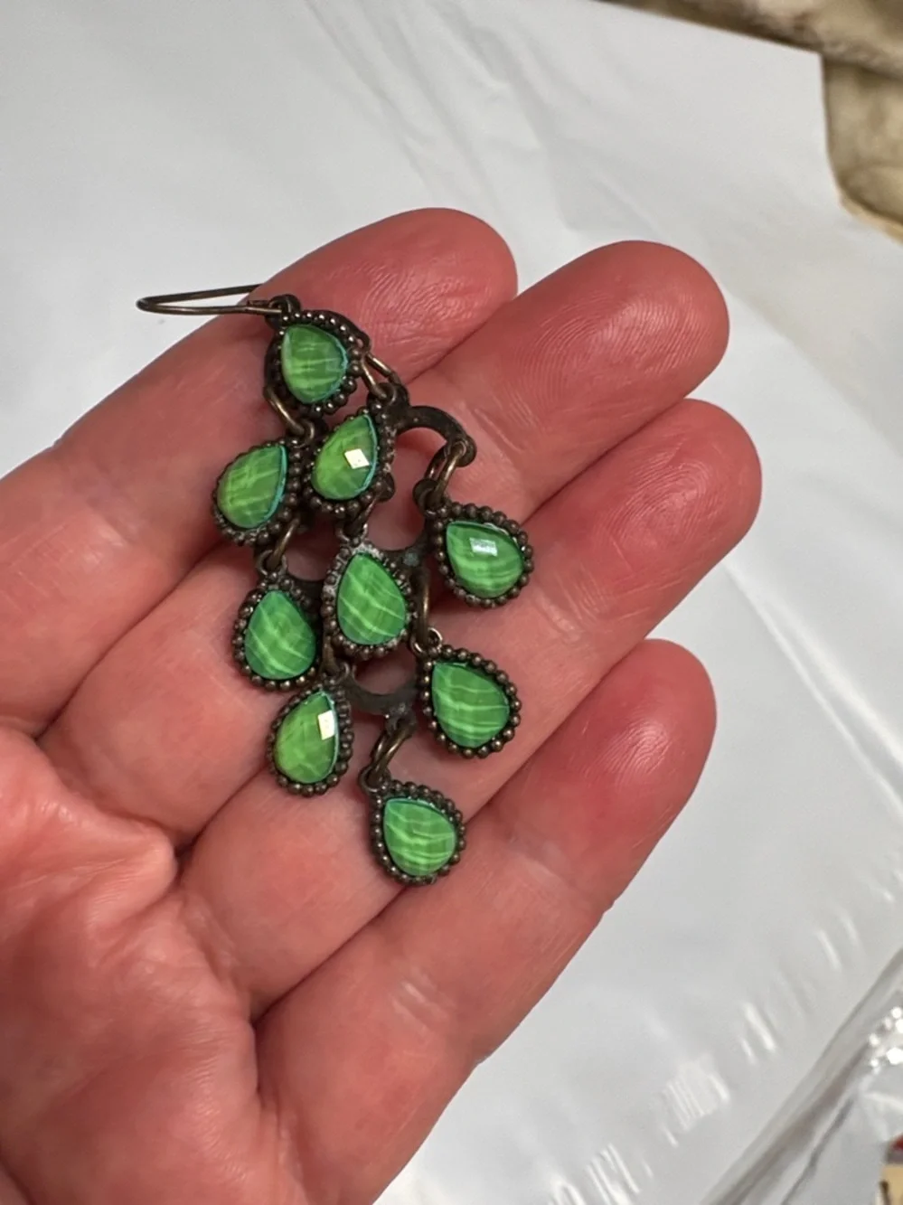 Vintage Green Chandelier Earrings